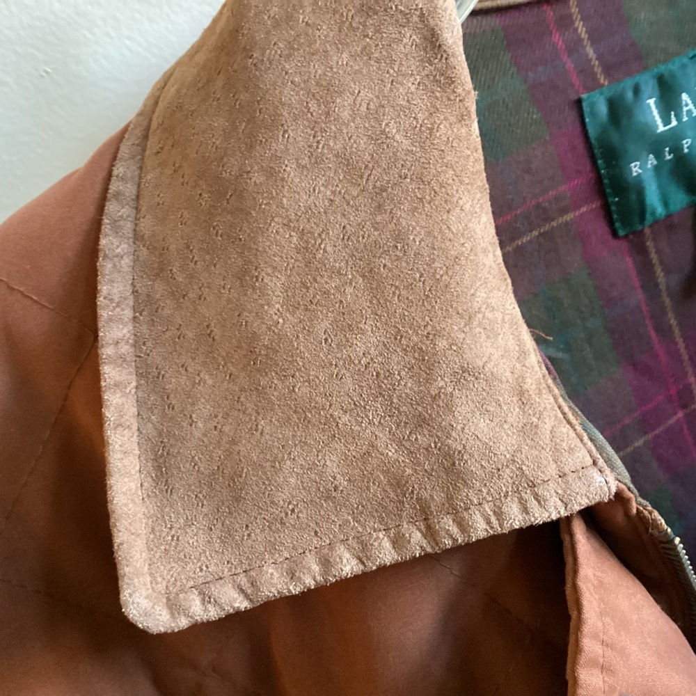 Lauren Ralph Lauren Lined Barn Coat Suede Trim Ladies Petite Size 12P - Picture 5 of 7